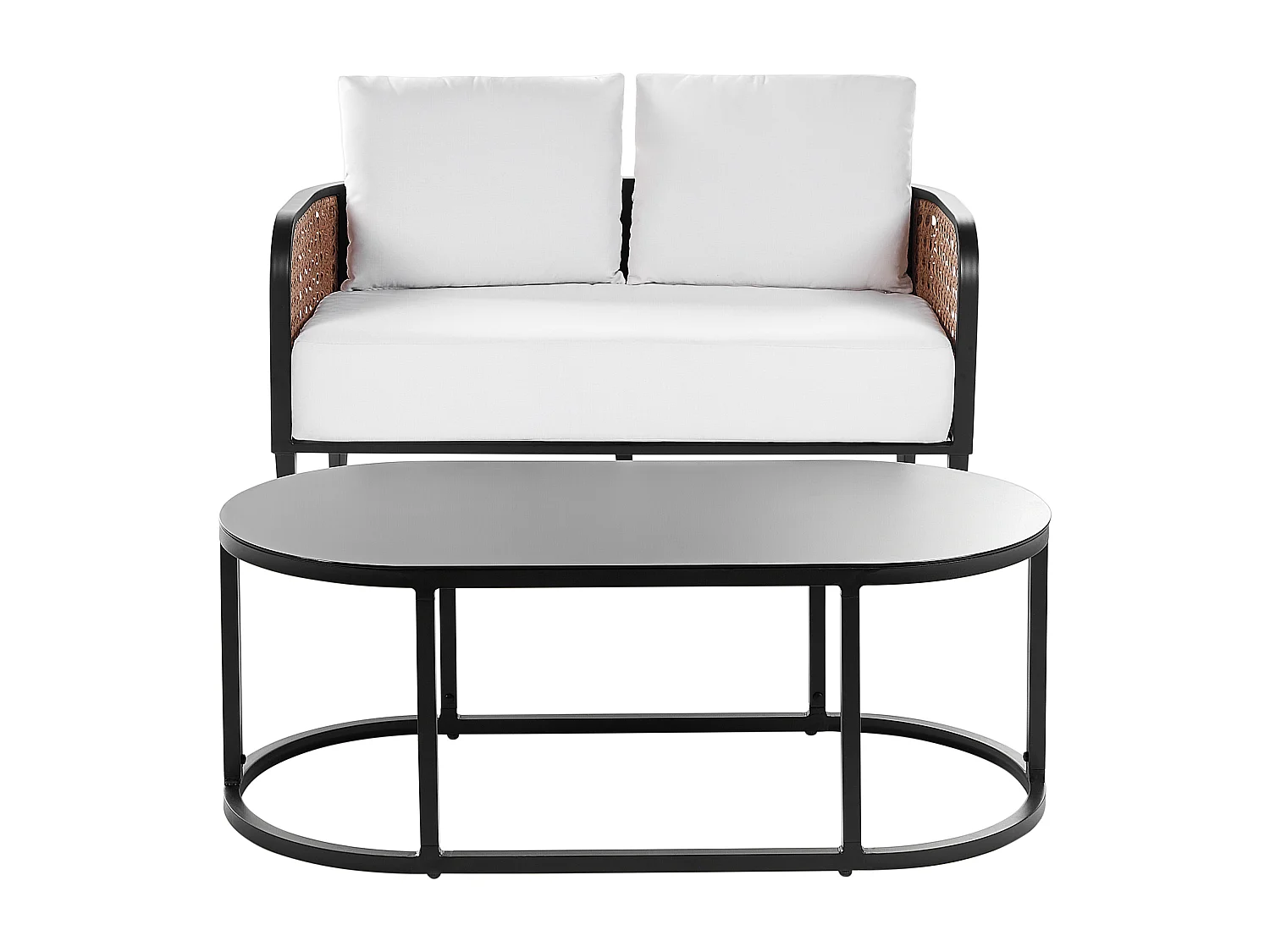 Ensemble de salon de jardin avec table 2 places MONTEFALCO Métal Blanc