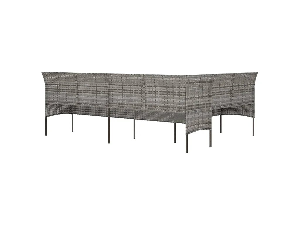 Gartensofa in L-Form mit Kissen Grau Poly Rattan