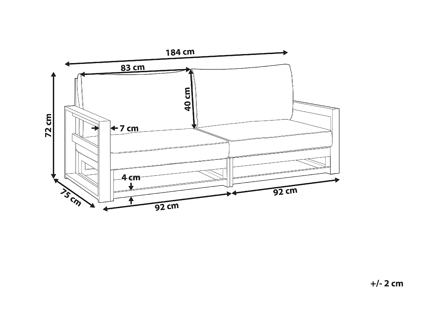 Gartensofa Zertifiziertes Akazienholz heller Holzfarbton 2-Sitzer Auflagen taupe Timor II