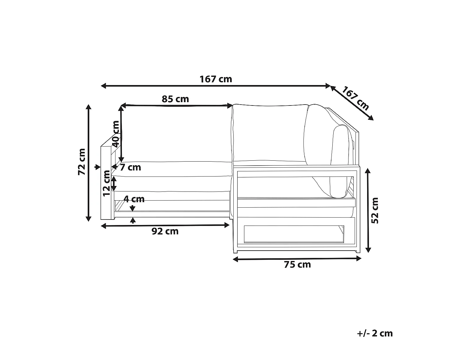 Canapé d'angle de jardin 2 places TIMOR Bois d'acacia certifié Marron clair