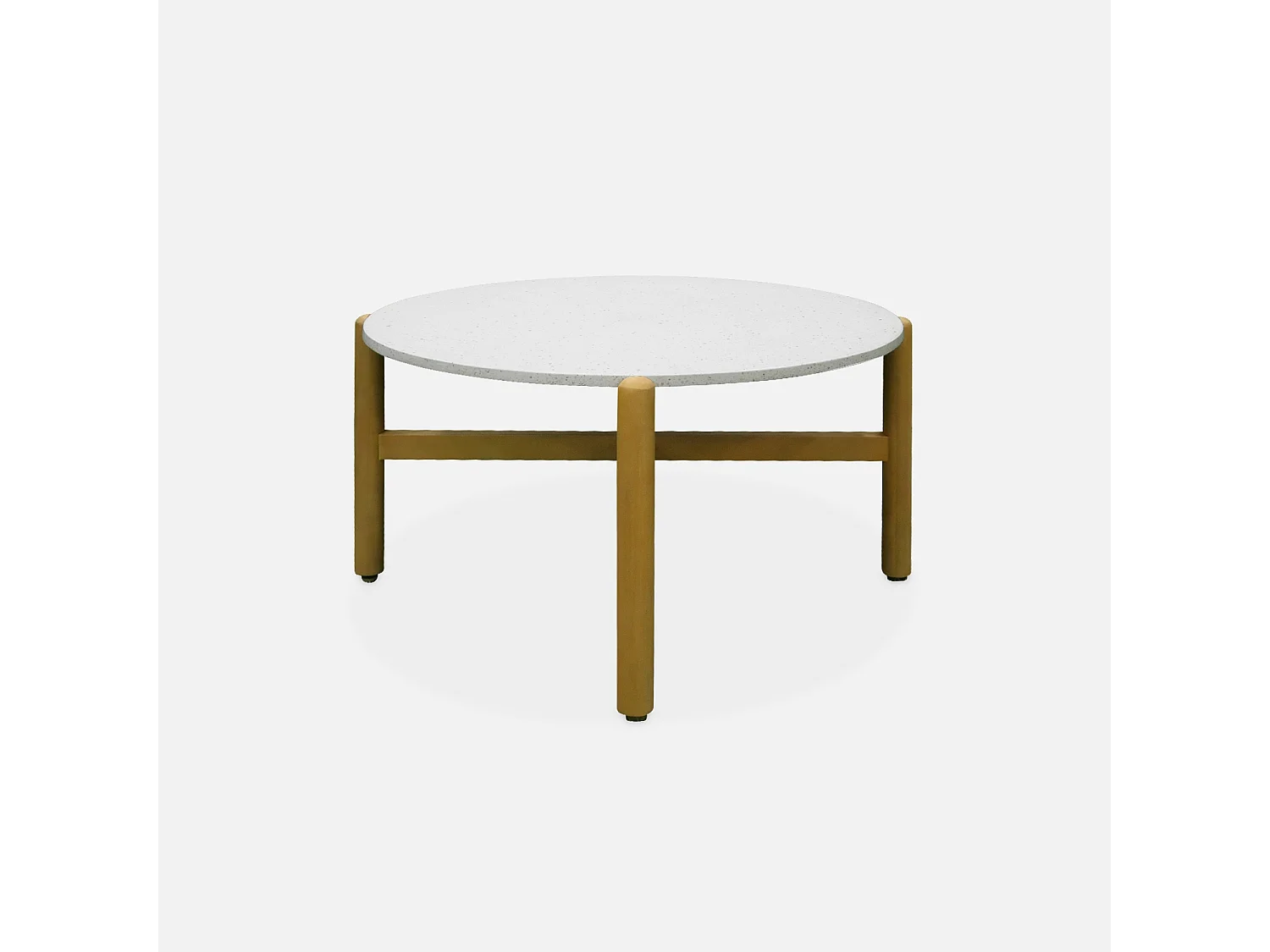 Table basse de jardin SOWA Ø70 x 40cm (13kg). bois d'acacia plateau ciment finition terrazzo