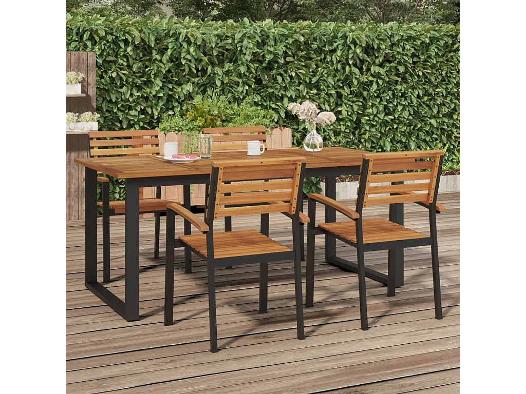Table de jardin et pieds en forme de U 180x90x75 cm bois acacia