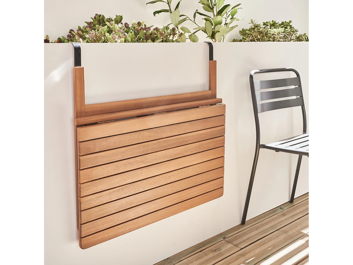 Tavolino in legno, rettangolare, pieghevole, 70x50cm, marrone naturale