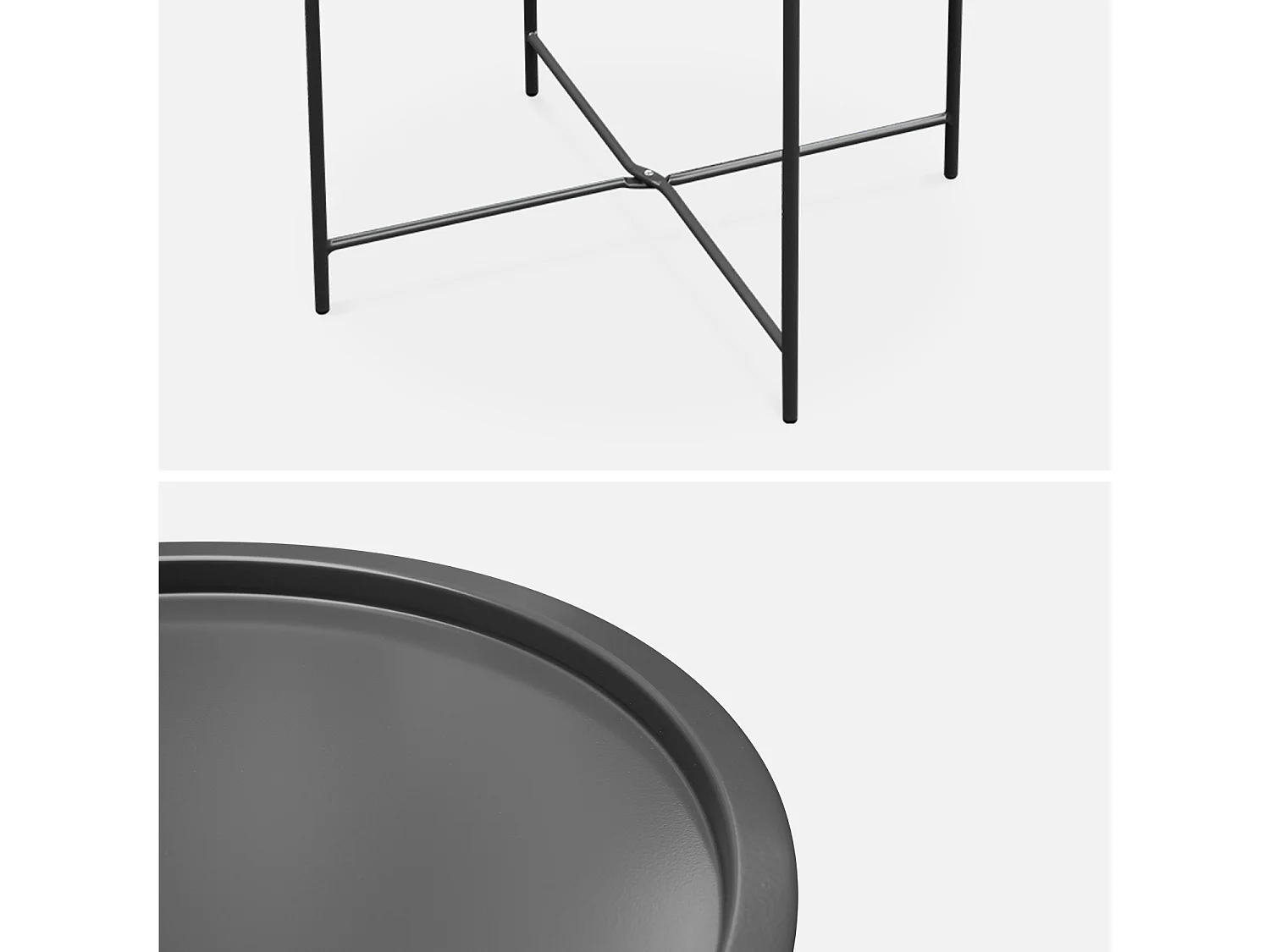 Table basse ronde – Alexia gris anthracite – Table d'appoint ronde Ø46cm. acier thermolaqué.