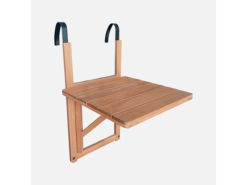 Table d'appoint en bois pour balcon. carrée. rabattable. hauteur ajustable