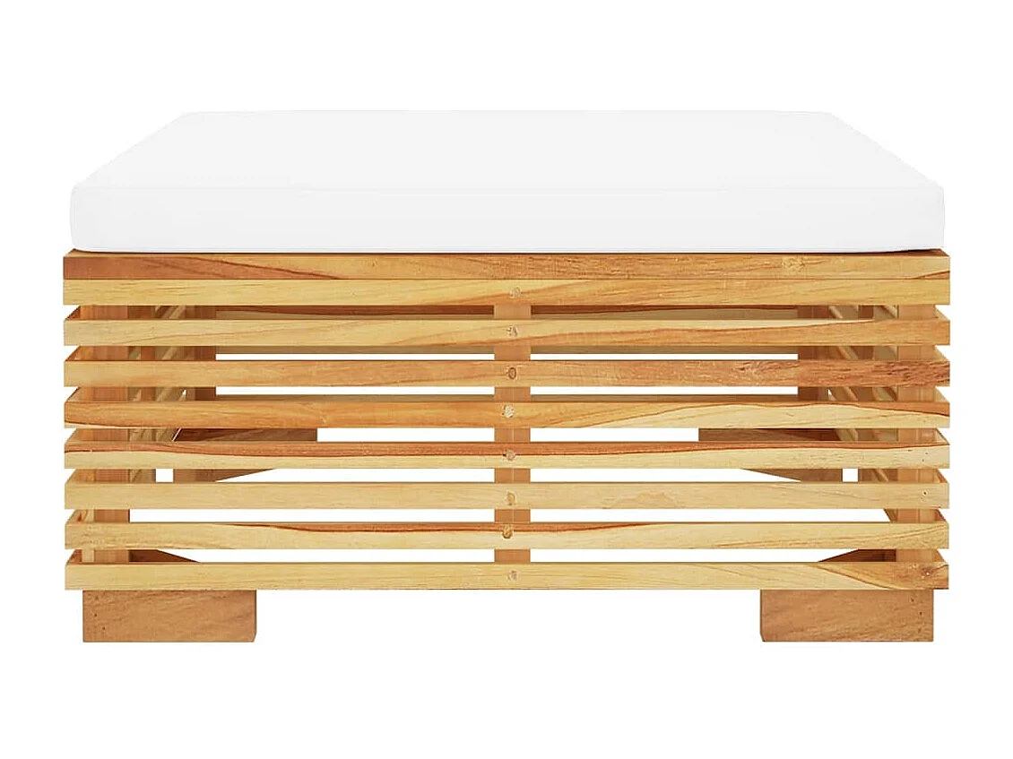 Gartenhocker mit Creme Kissen Massivholz Teak