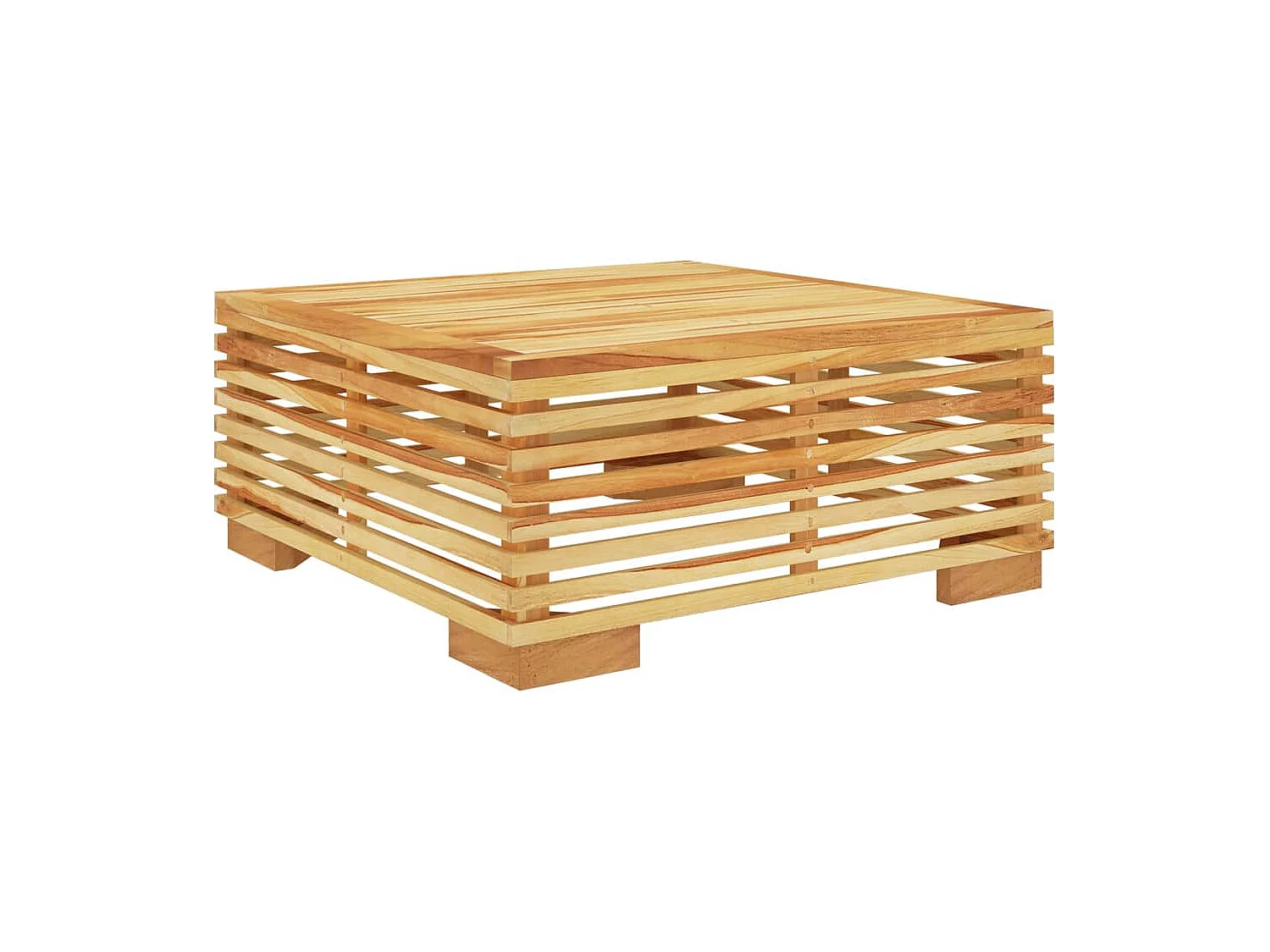 Gartenhocker mit Creme Kissen Massivholz Teak