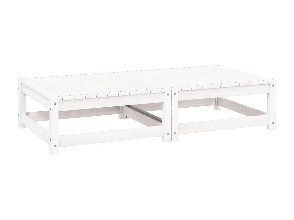 Repose-pieds de jardin avec coussins lot de 2 Blanc Bois de pin