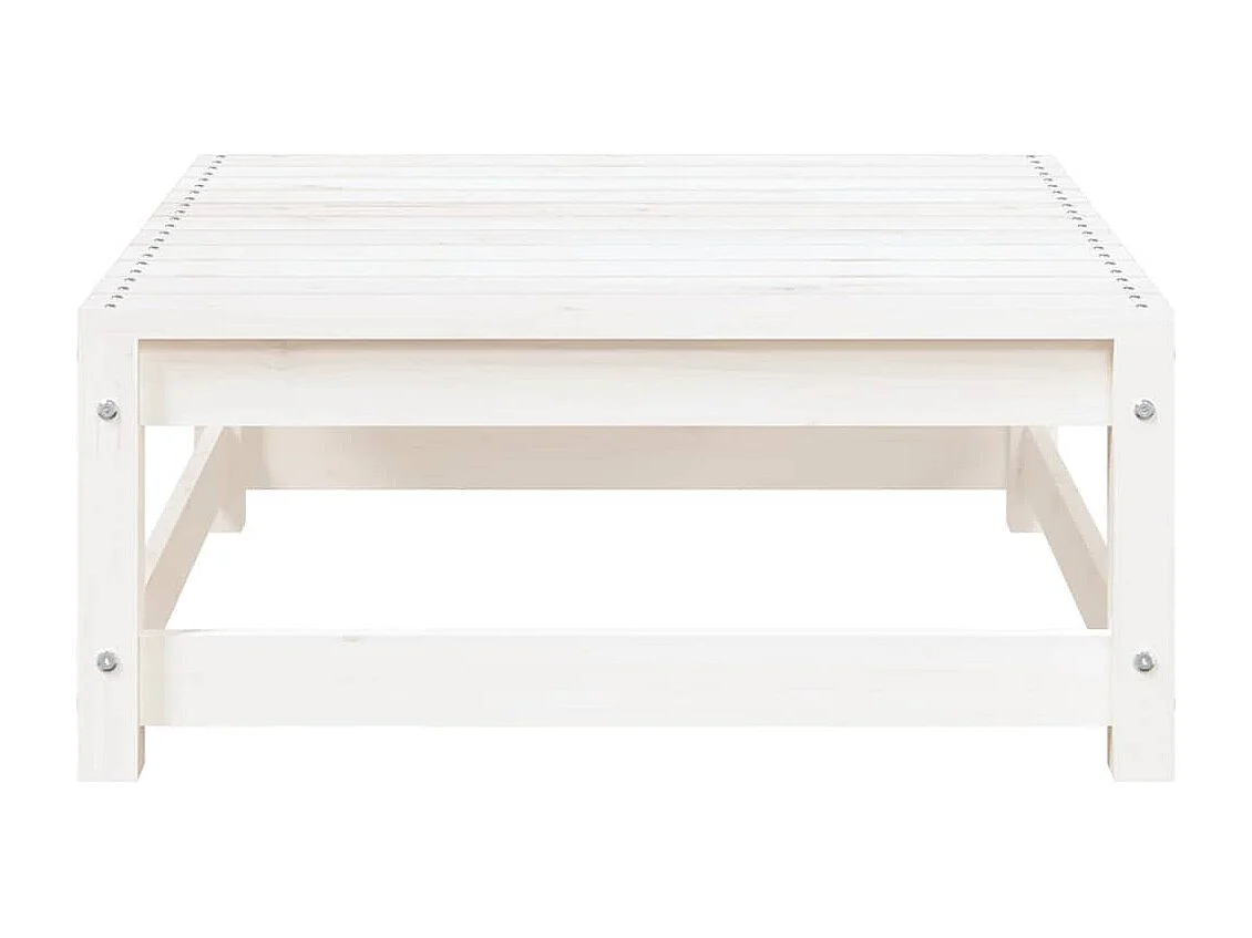 Repose-pieds de jardin avec coussins lot de 2 Blanc Bois de pin