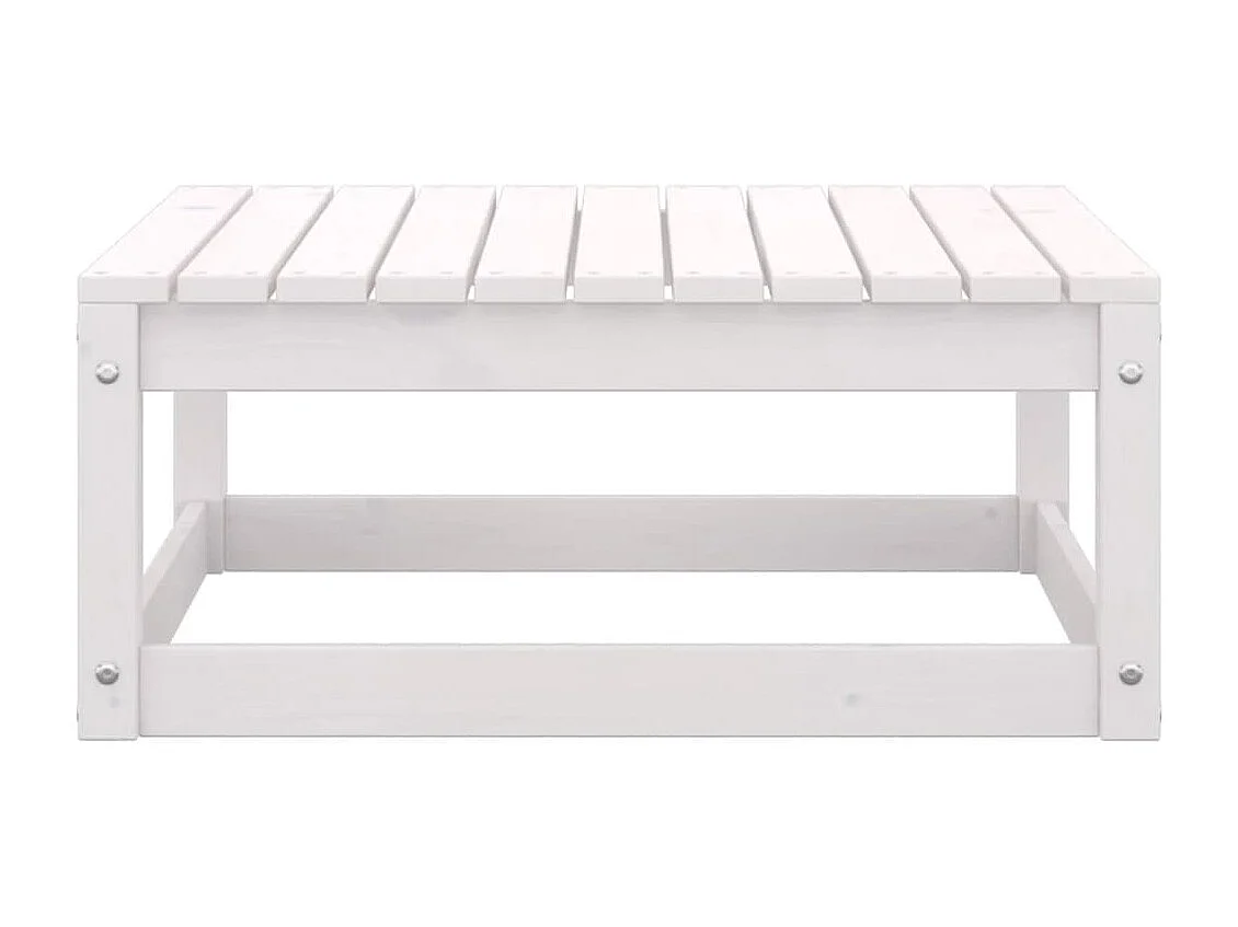 Garten-Fußhocker mit Kissen 2 Stk. Weiß Massivholz Kiefer