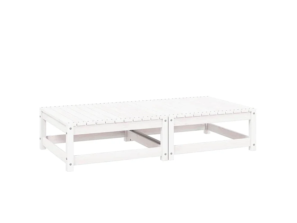 Garten-Fußhocker mit Kissen 2 Stk. Weiß Massivholz Kiefer
