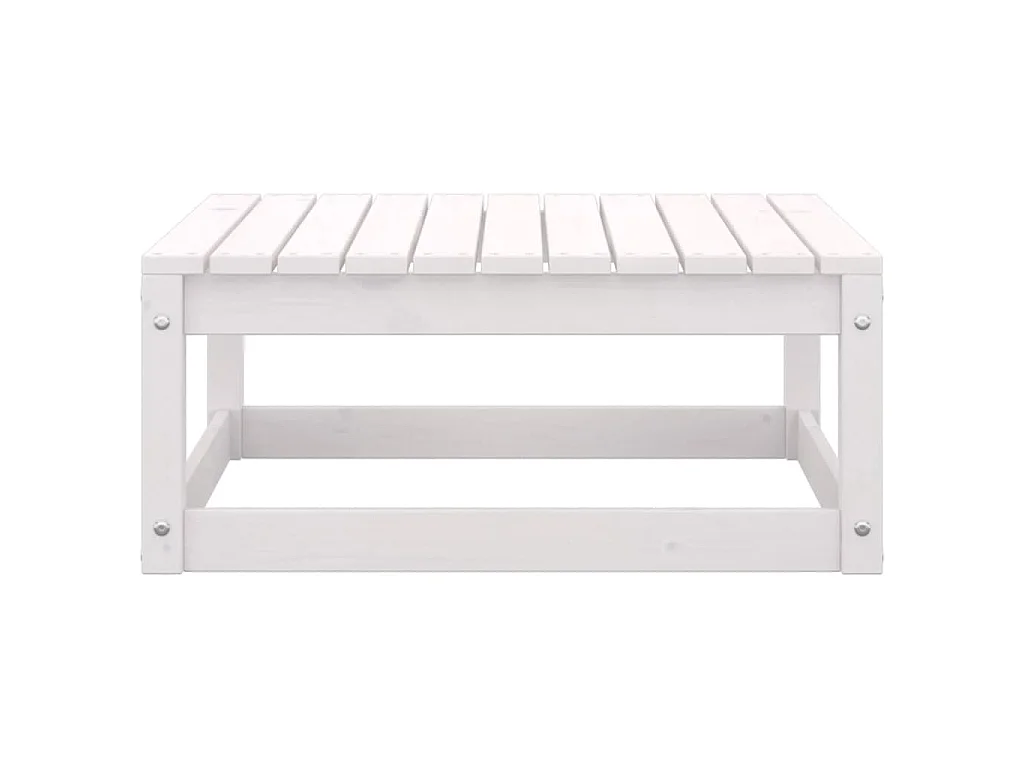 Garten-Fußhocker mit Kissen 2 Stk. Weiß Massivholz Kiefer