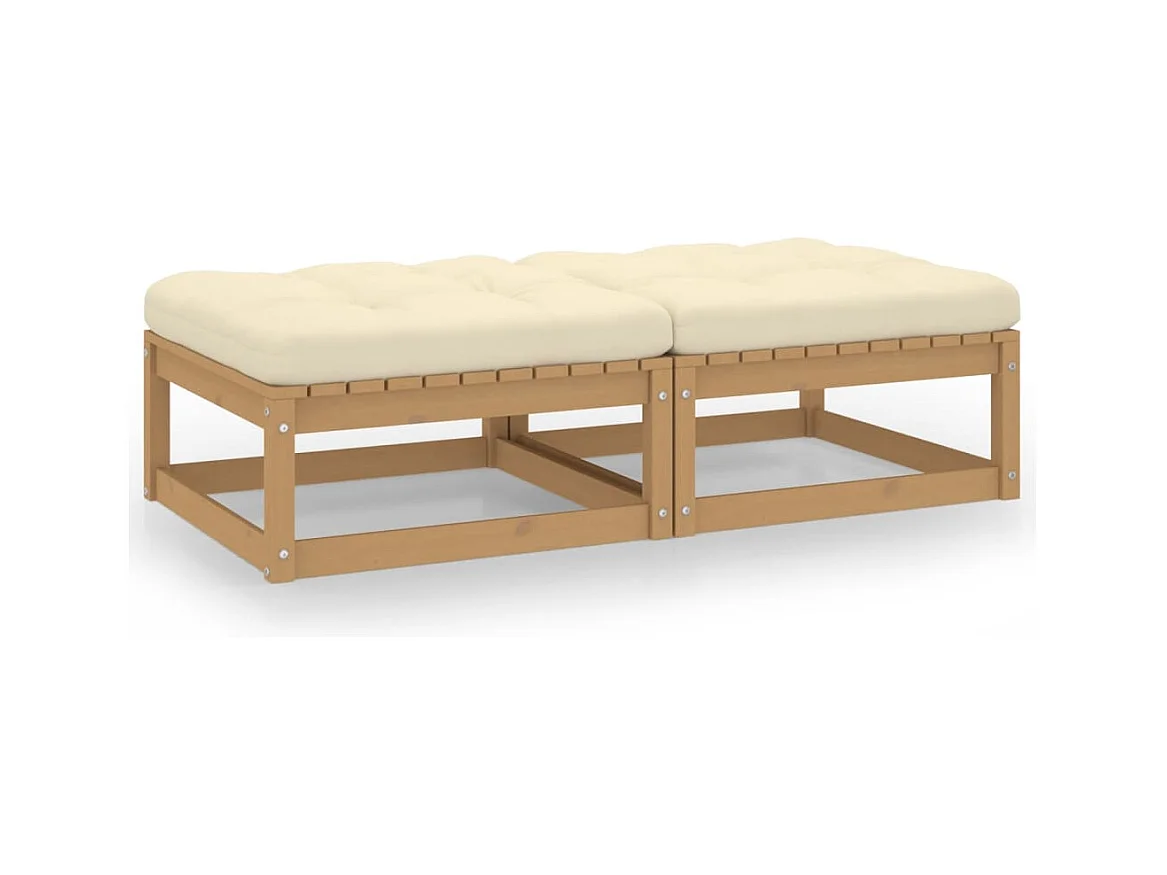 Repose-pieds de jardin avec coussins lot de 2 Bois pin solide