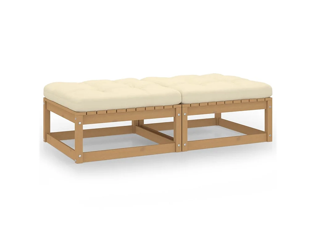 Garten-Fußhocker mit Kissen 2 Stk. Massivholz Kiefer