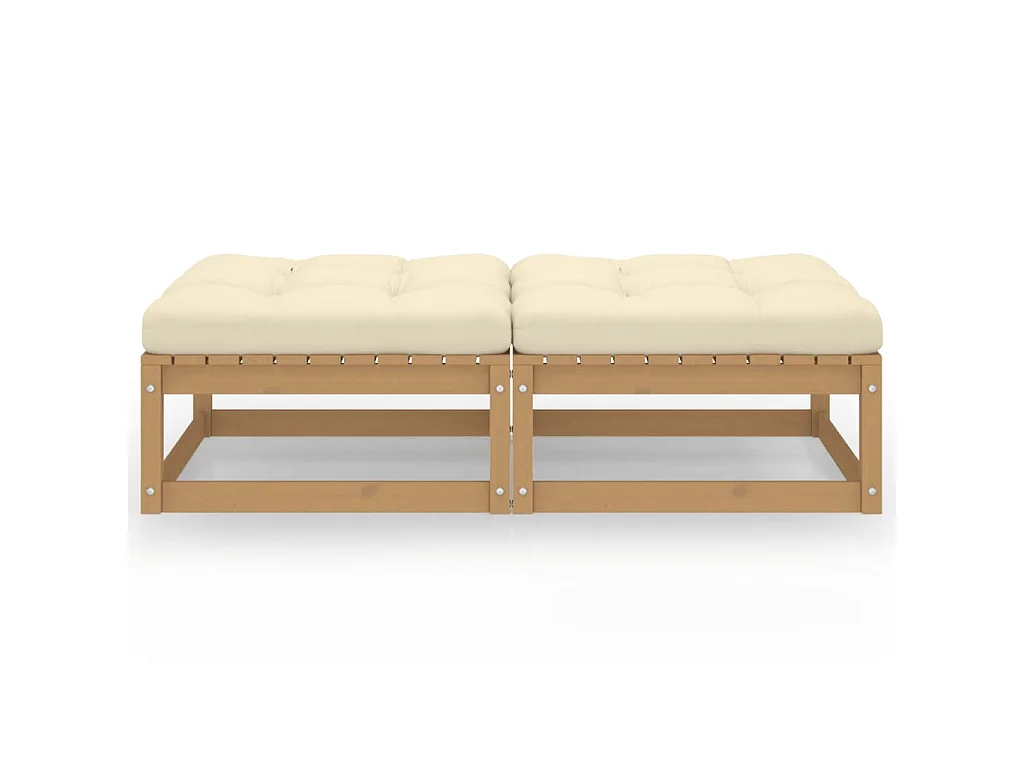 Garten-Fußhocker mit Kissen 2 Stk. Massivholz Kiefer