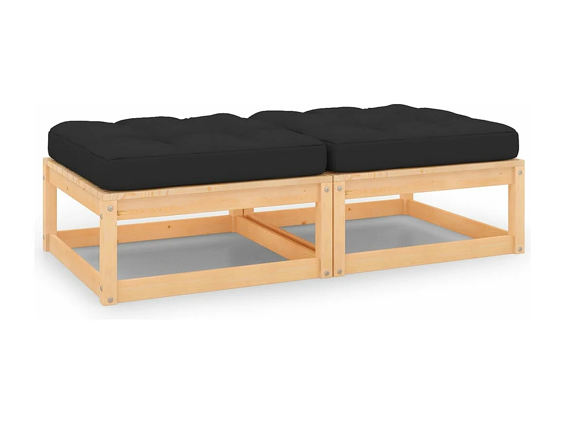 Apoio de pés p/ jardim c/ almofadões 2 pcs pinho maciço