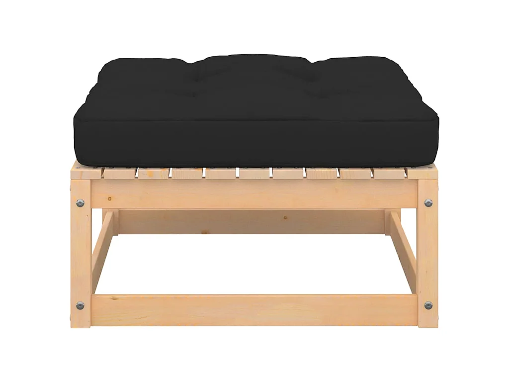 Poggiapiedi da Giardino con Cuscini 2 pz Legno Massello di Pino