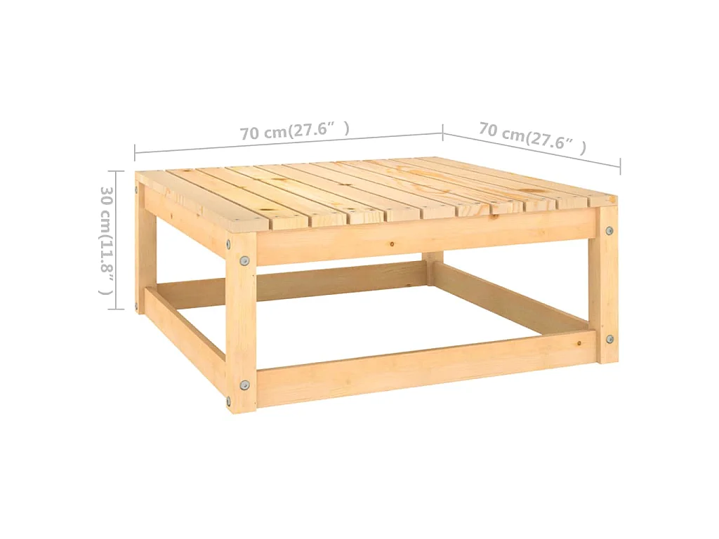Poggiapiedi da Giardino con Cuscini 2 pz Legno Massello di Pino