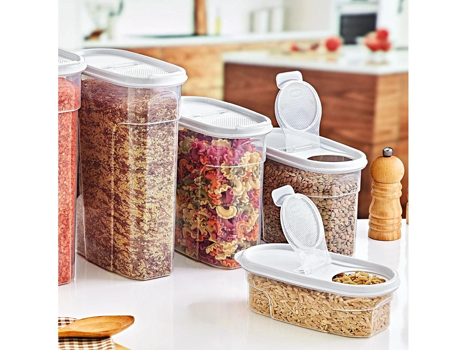 Barattolo con coperchio dosatore 2,4 L Bianco 24,5x9,5x17,5 cm 7house