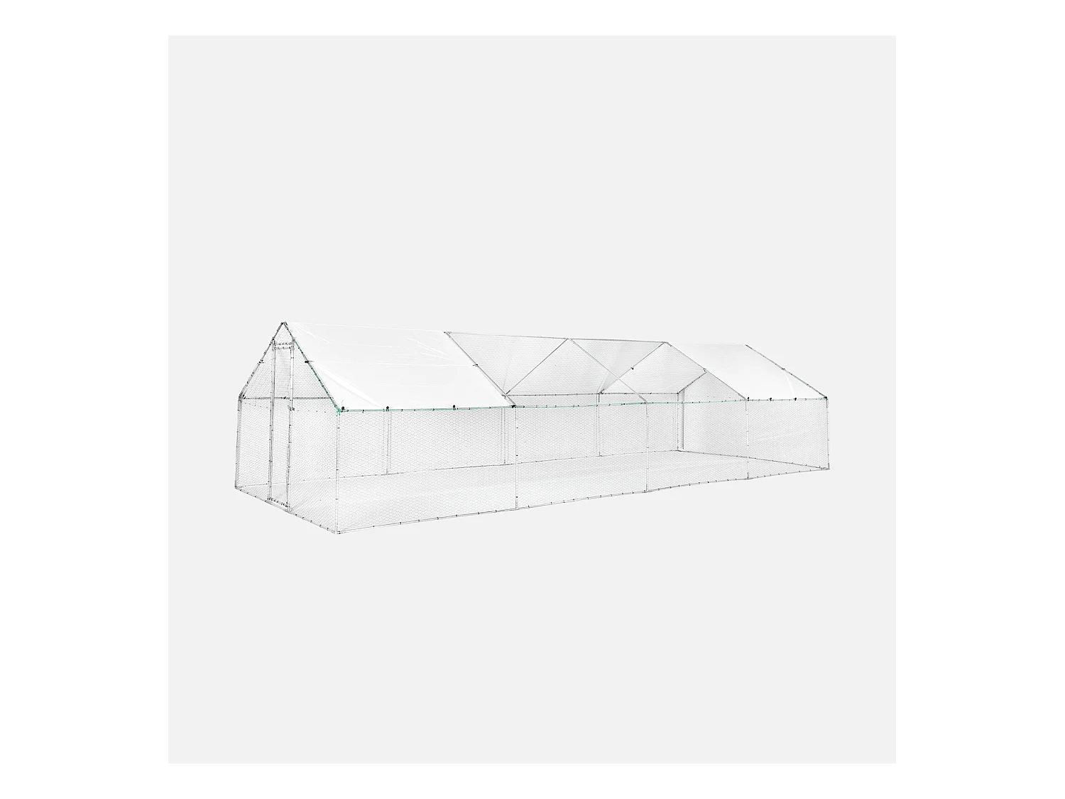 Enclos pour poulailler et volière 24m² acier galvanisé gris et vert. plusieurs dimensions - Babette