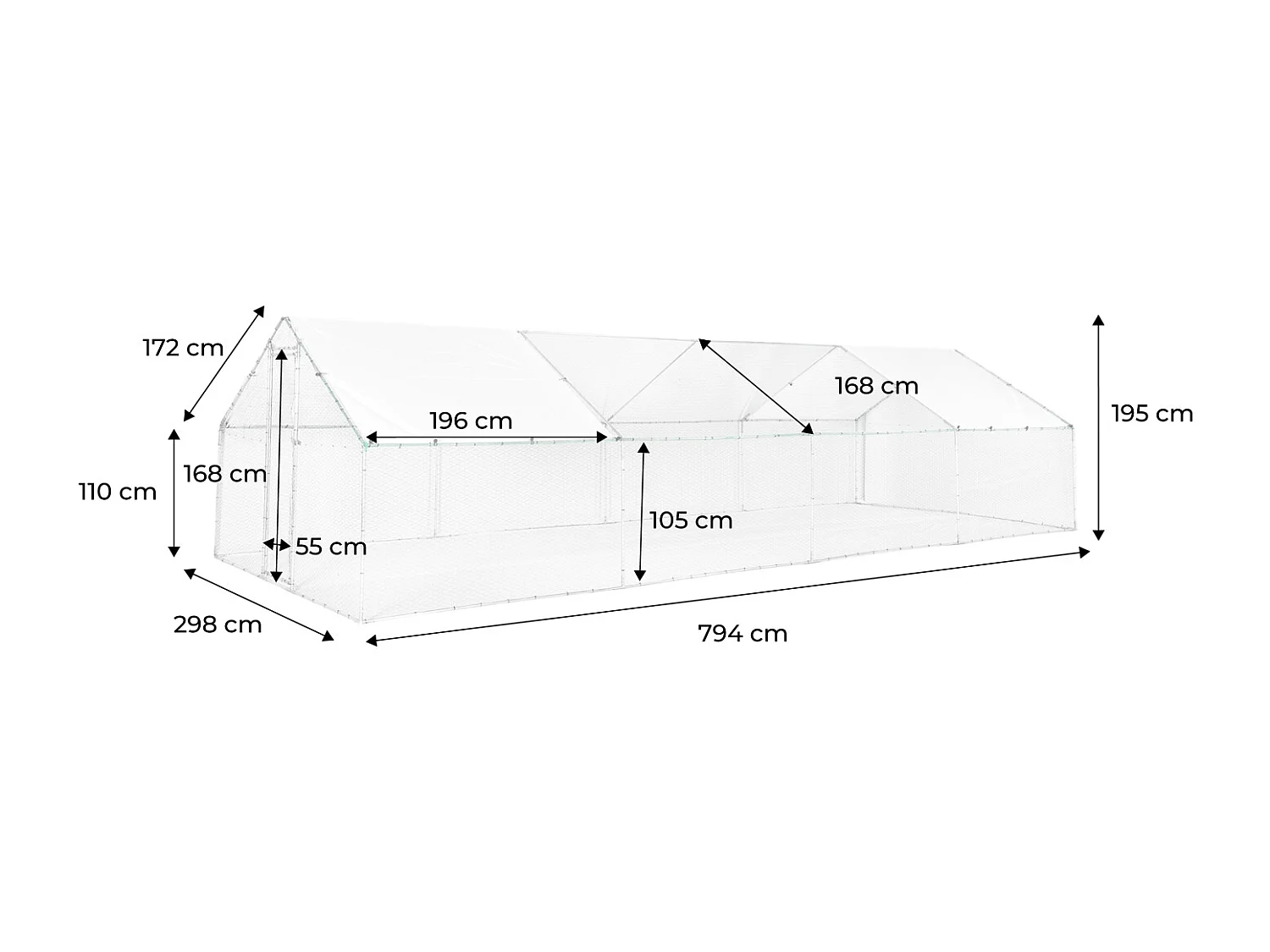Recinto per pollaio e voliera acciaio galvanizzato, grigio e verde