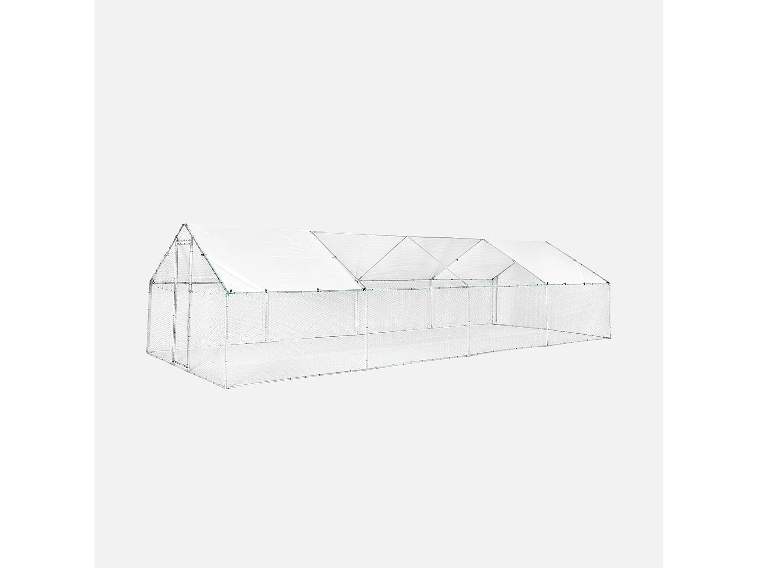 Enclos pour poulailler et volière 24m² acier galvanisé gris et vert. plusieurs dimensions - Babette
