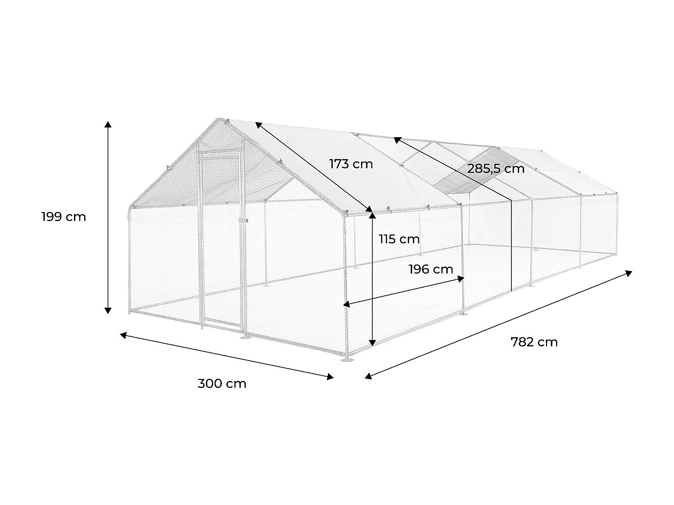 Enclos pour poulailler et volière 24m² acier galvanisé gris et vert. plusieurs dimensions - Babette