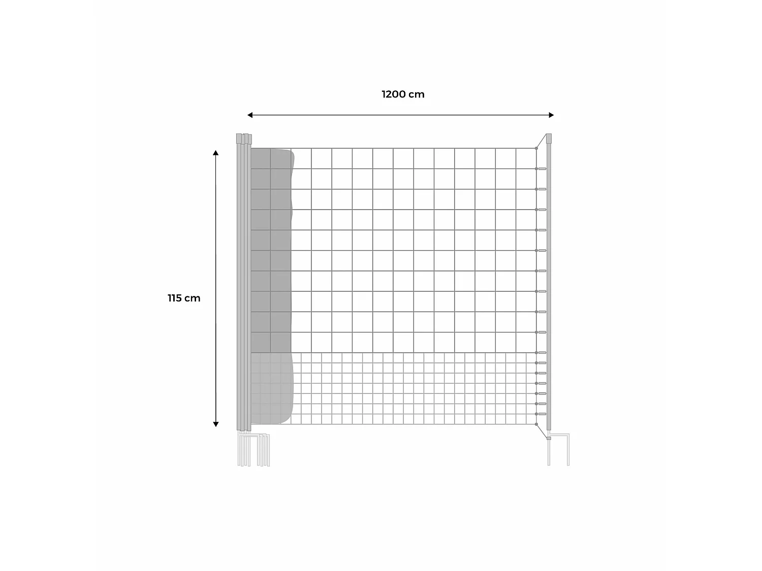Kit di recinzione in rete modulare per galline - 1200x115x115 cm