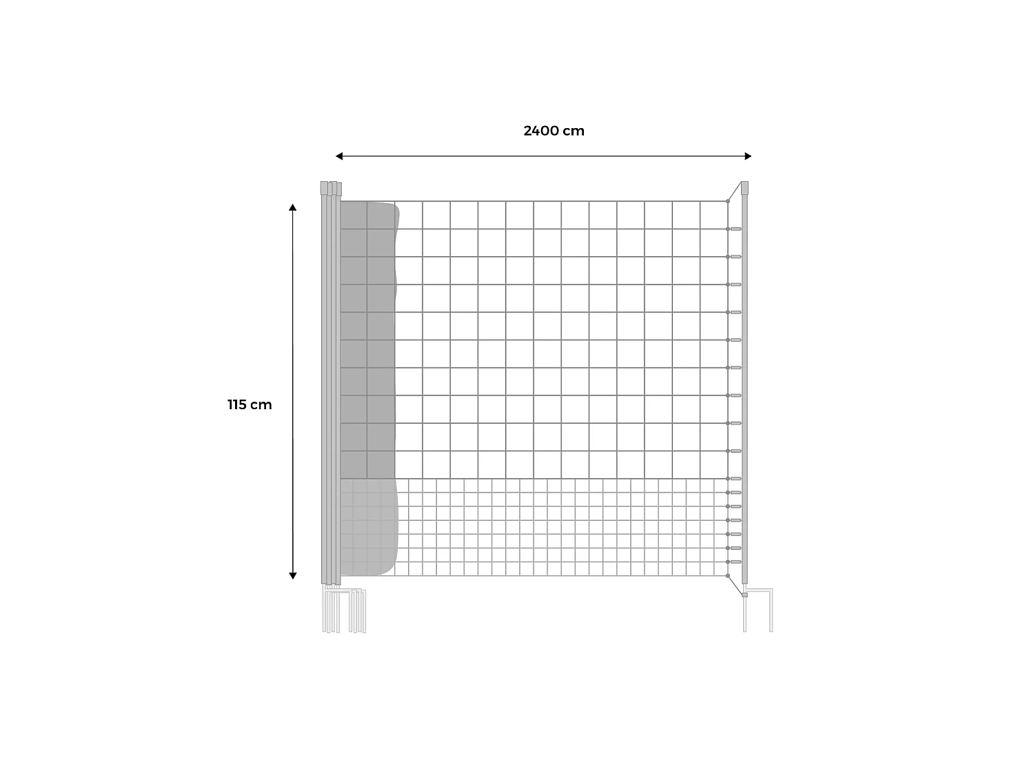 Kit di recinzione in rete modulare per galline, Kit di reti per polli, Verde, 2400x115x115 cm