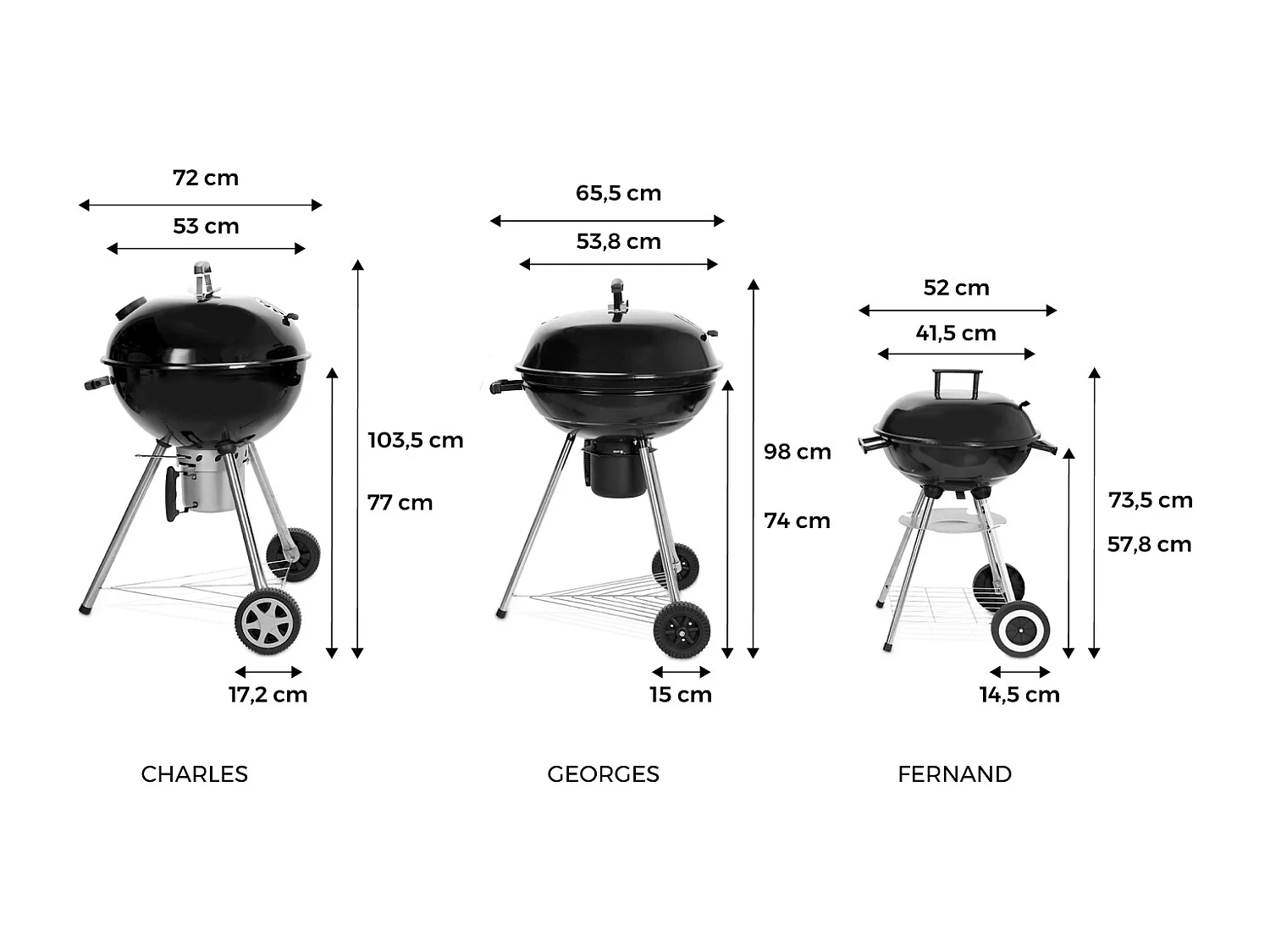 Barbacoa de carbón con maletín de utensilios negro