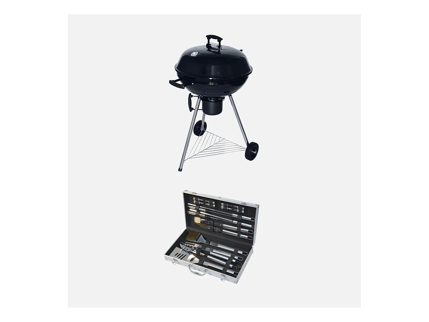 Barbecue charbon de bois Georges + mallette d'ustensiles 18 accessoires