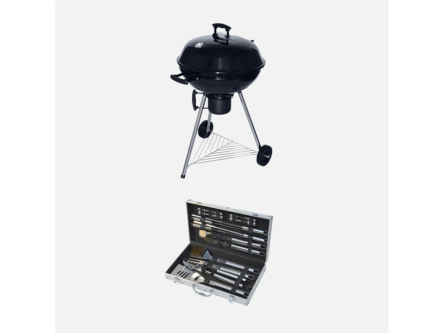 Barbecue charbon de bois Georges + mallette d'ustensiles 18 accessoires