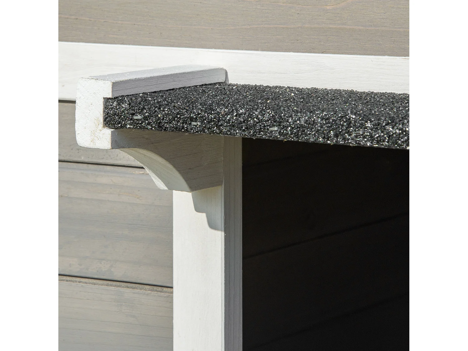 Maison lodge sur pied - niche villa chat petit chien - terrasse, toit bitumé, jardinière, 2 portes - bois sapin pré-huilé peint