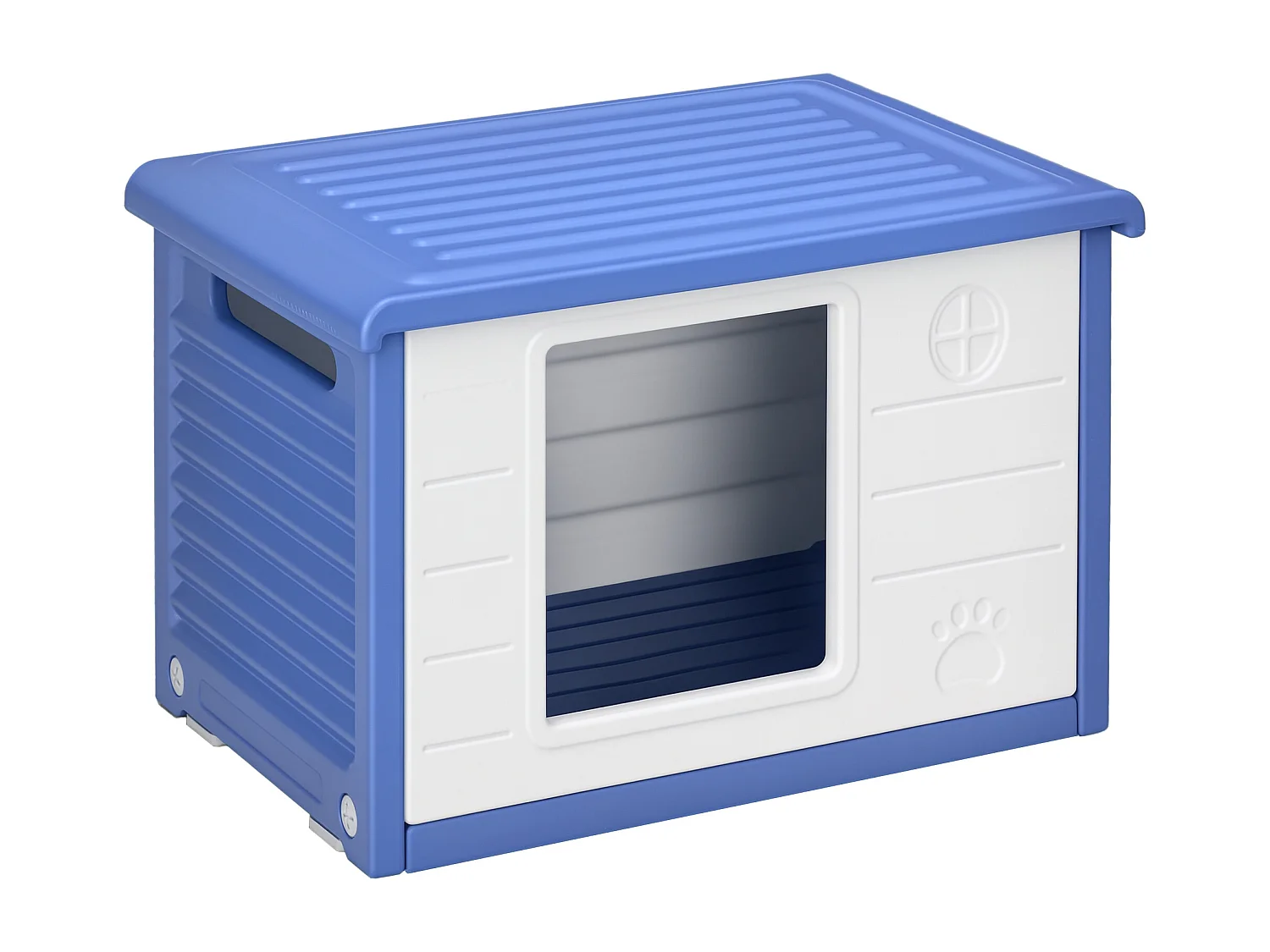 Niche pour chien design - dim. 60L x 42l x 40Hcm - PE bleu blanc