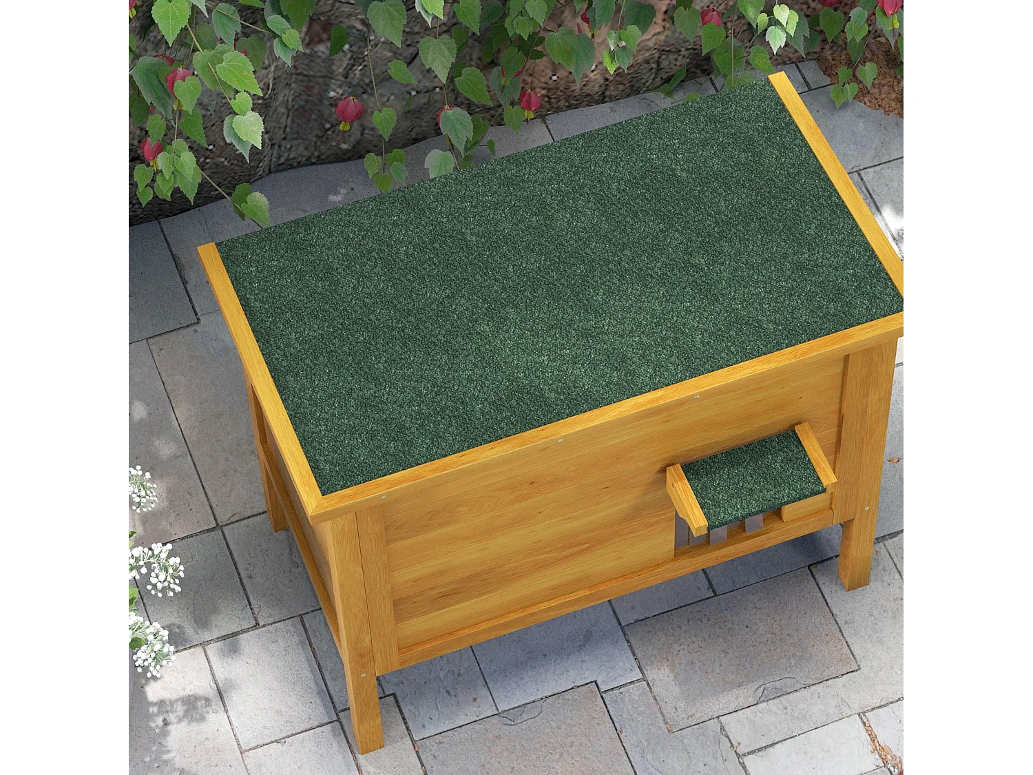 Maison lodge sur pied - niche villa chat - toit ouvrant bitumé, porte extérieure/intérieure - bois sapin pré-huilé