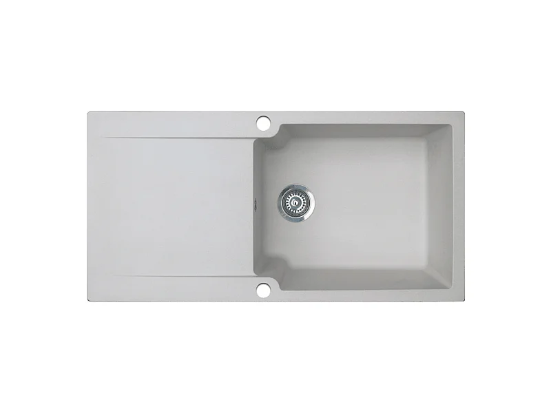 Lisse umkehrbare Spüle 1 großes Becken 1 Abtropfbecken aus grauem Kunstharz Essebagno