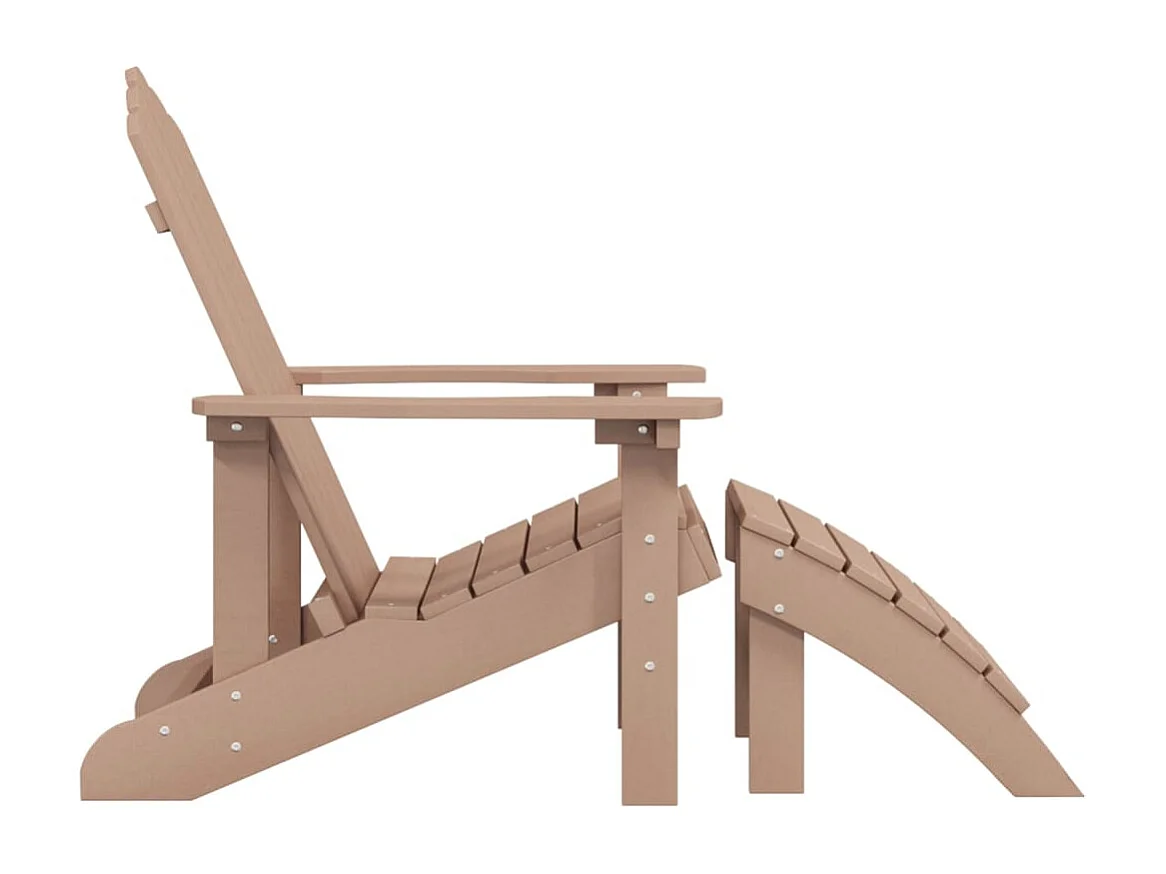 Sedia da Giardino Adirondack con Poggiapiedi Marrone in HDPE
