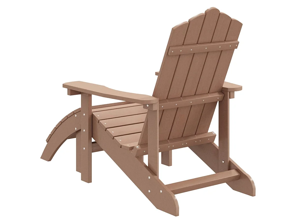 Cadeira de jardim Adirondack com apoio de pés PEAD castanho