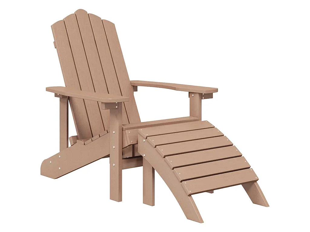 Cadeira de jardim Adirondack com apoio de pés PEAD castanho