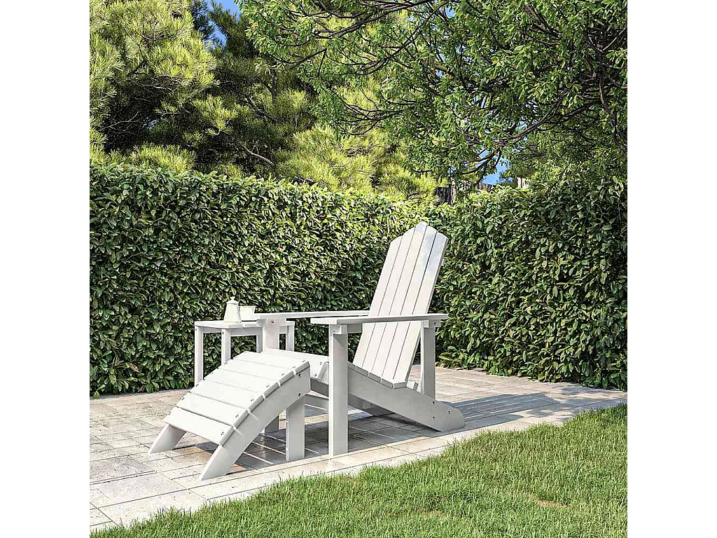 Sedia da Giardino Adirondack con Poggiapiedi Bianca HDPE