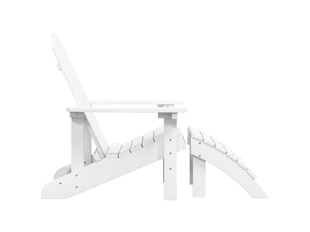 Sedia da Giardino Adirondack con Poggiapiedi Bianca HDPE