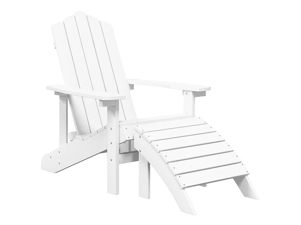 Sedia da Giardino Adirondack con Poggiapiedi Bianca HDPE