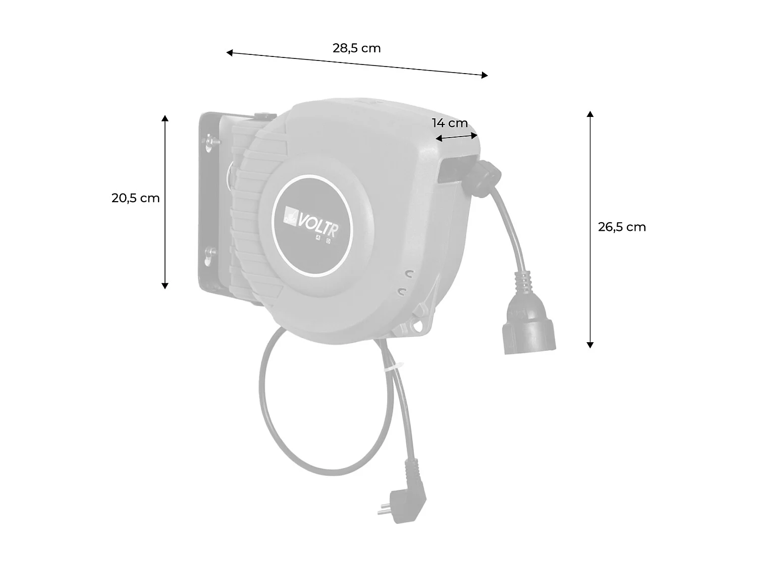 Prolunga da giardino 3200w con avvolgitore automatico 15m, grigio