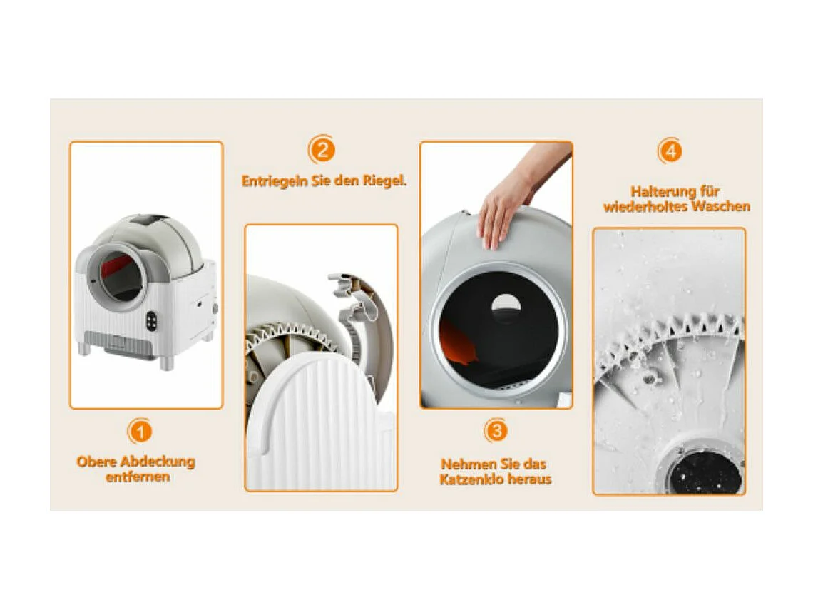 Intelligente kattenbak van 68 liter met grote capaciteit