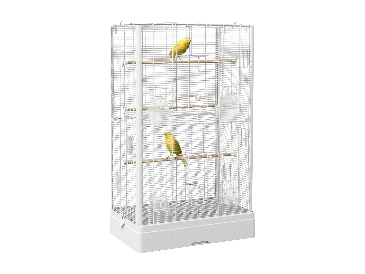 Cage à oiseaux volière avec portes perchoirs - 61 x 36,5 x 98 cm - blanc