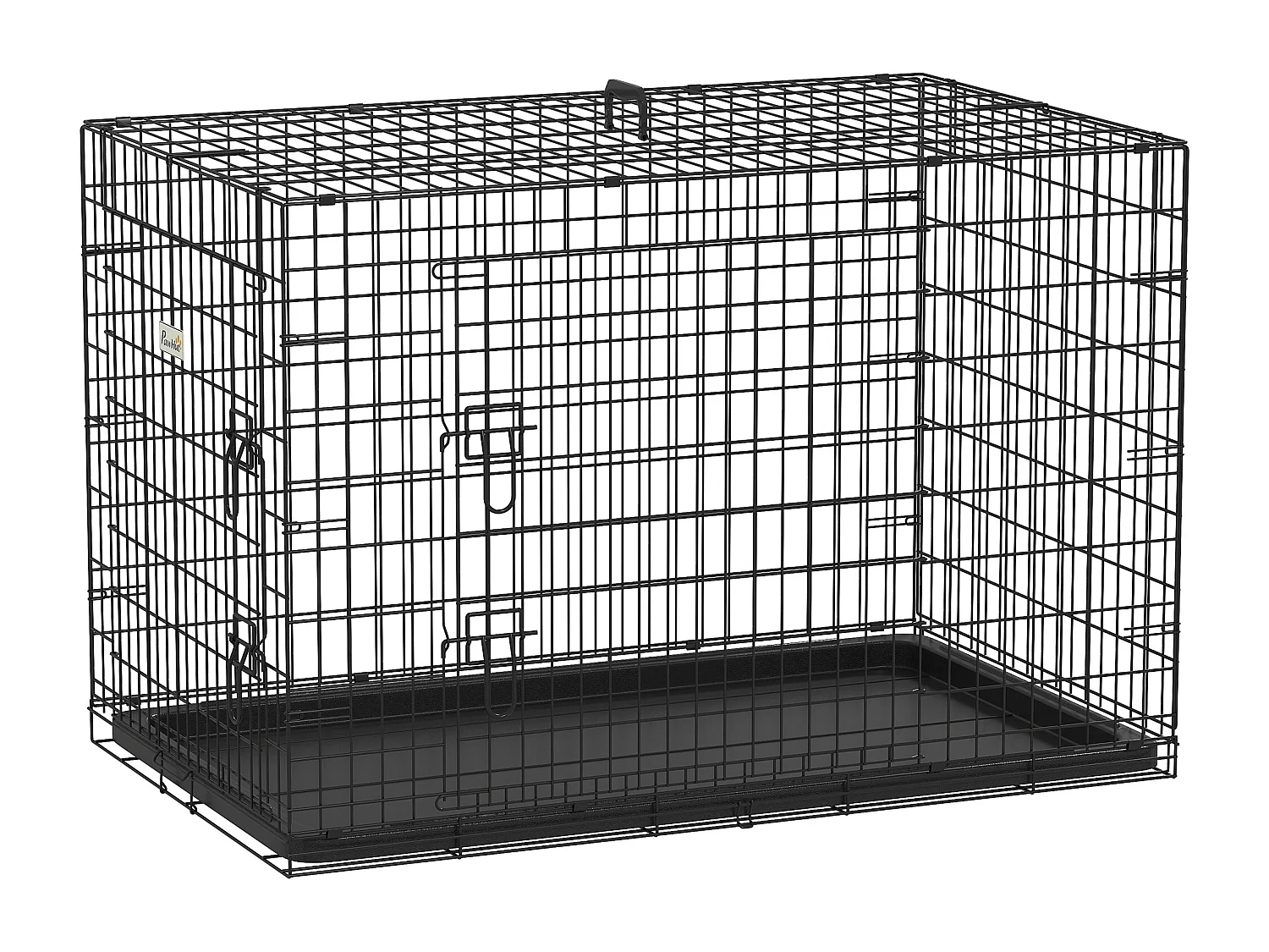 Cage caisse de transport pliante pour chien en métal noir 106 x 71 x 76 cm