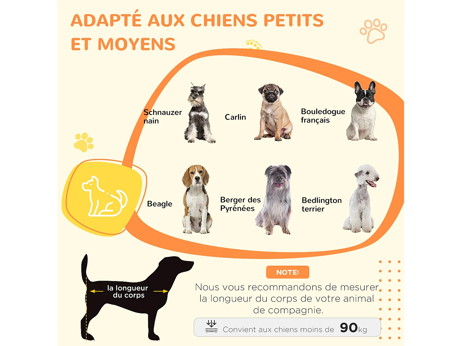 Cage pour chien animaux sur pied - porte verrouillable - acier noir panneaux blanc chêne clair