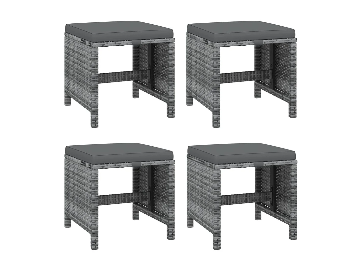 21 pcs conjunto jantar p/ jardim c/ almofadões vime PE cinzento