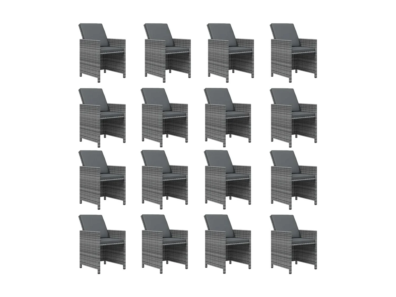 21-delige Tuinset met kussens poly rattan grijs