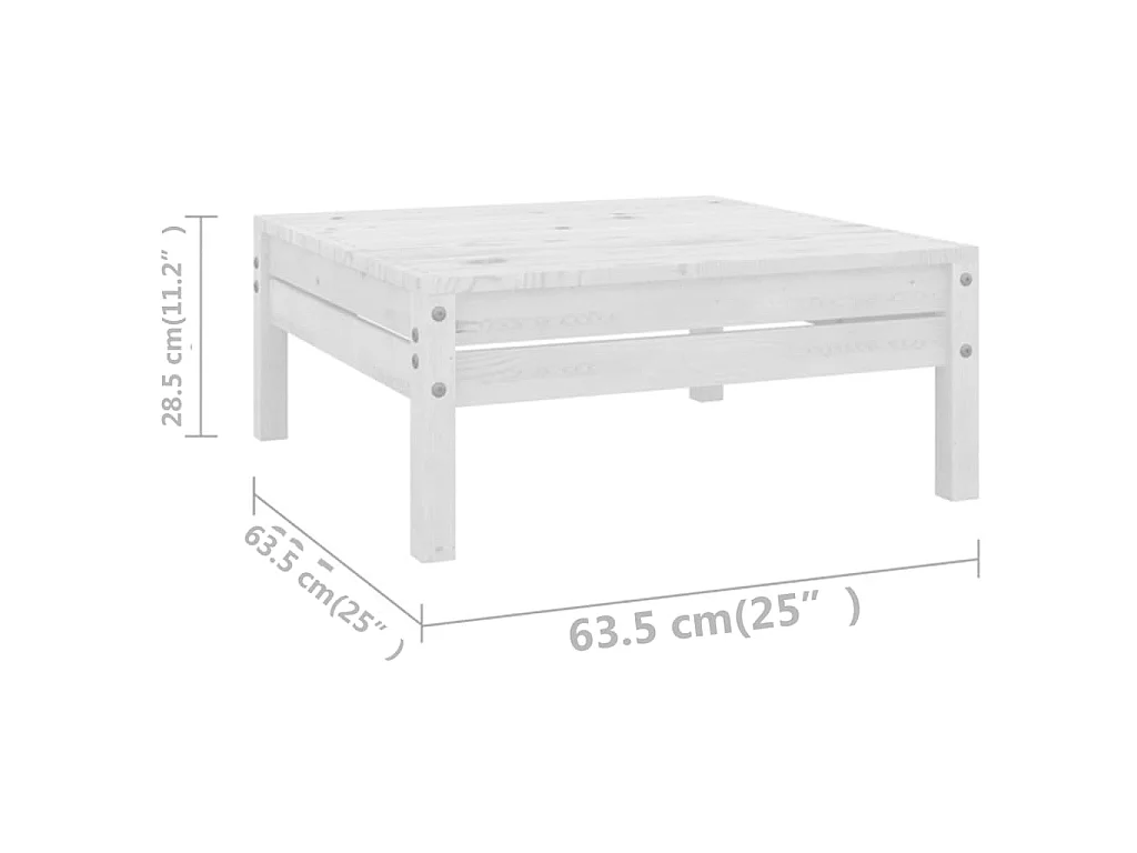 Set Salotto da Giardino 12 pz in Legno Massello di Pino Bianco